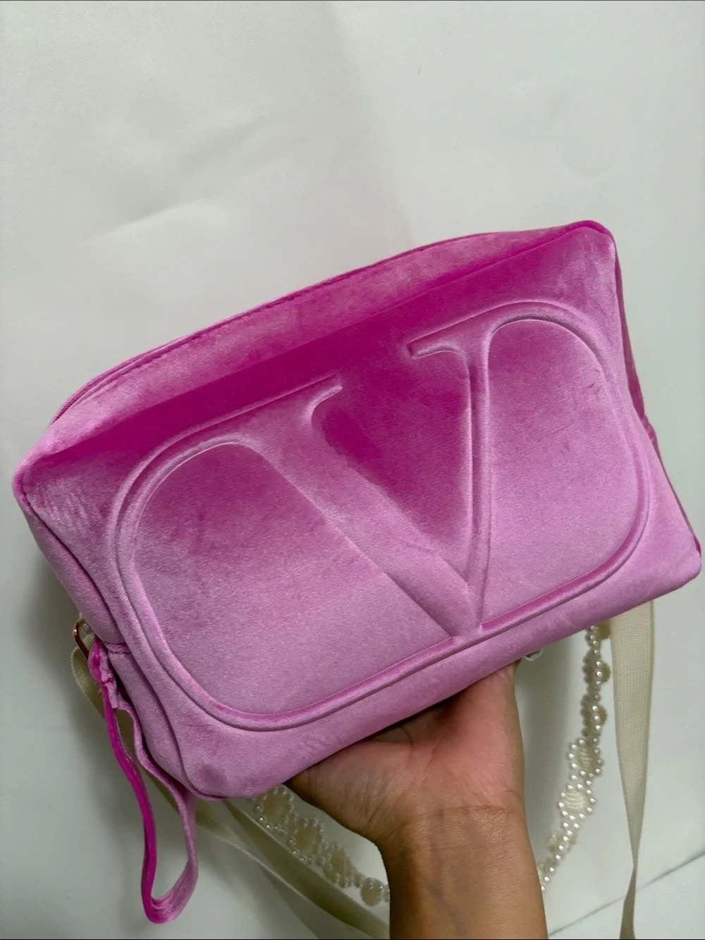 Valentino Large Velvet Pouch with straps